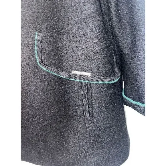 Geiger Women's Blue Boiled Wool Jacket Size 36 Shawl Collar Mid-Length - Picture 6 of 6